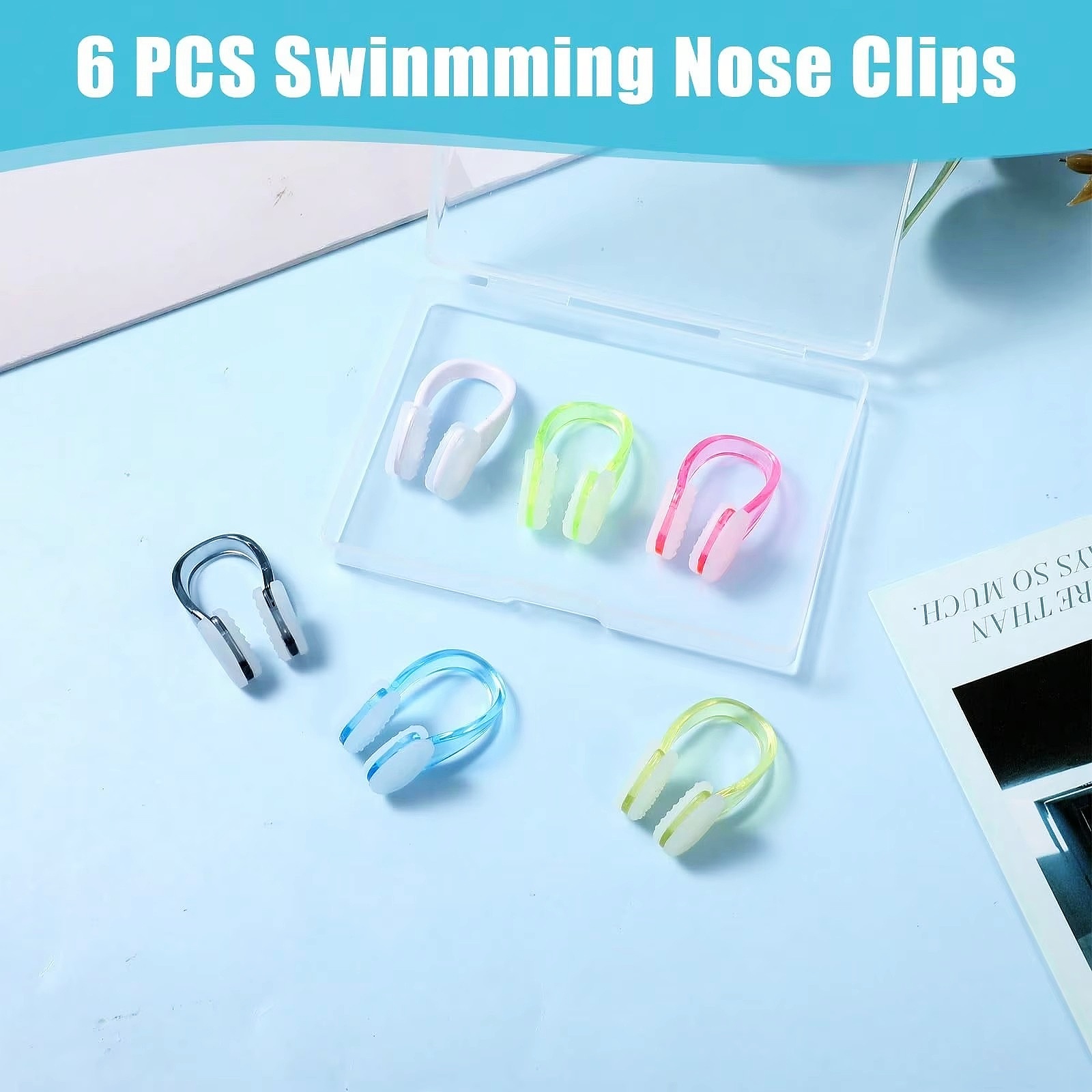 Aquatic Sports Swimming - 防水シリコン製スイミングノーズクリップセット 1/2/3/4/5/6/7個セット - 再利用可能なビーチ必需品 水上スポーツアクセサリー プールフロート