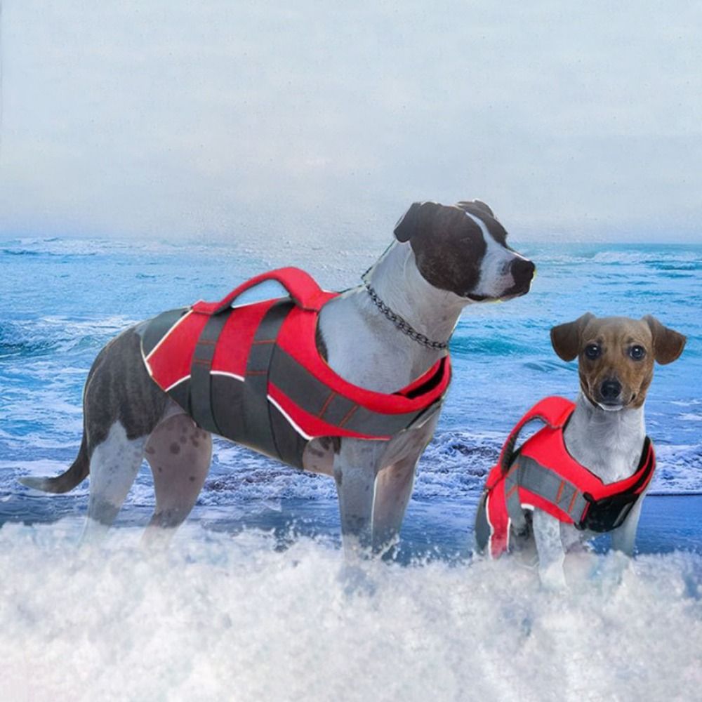 Life Jacket Buoyancy - 反射型犬用ライフジャケット 調節可能で通気性のあるペット用安全ベスト 強化浮力 オックスフォード生地 水泳服 ビーチウェア