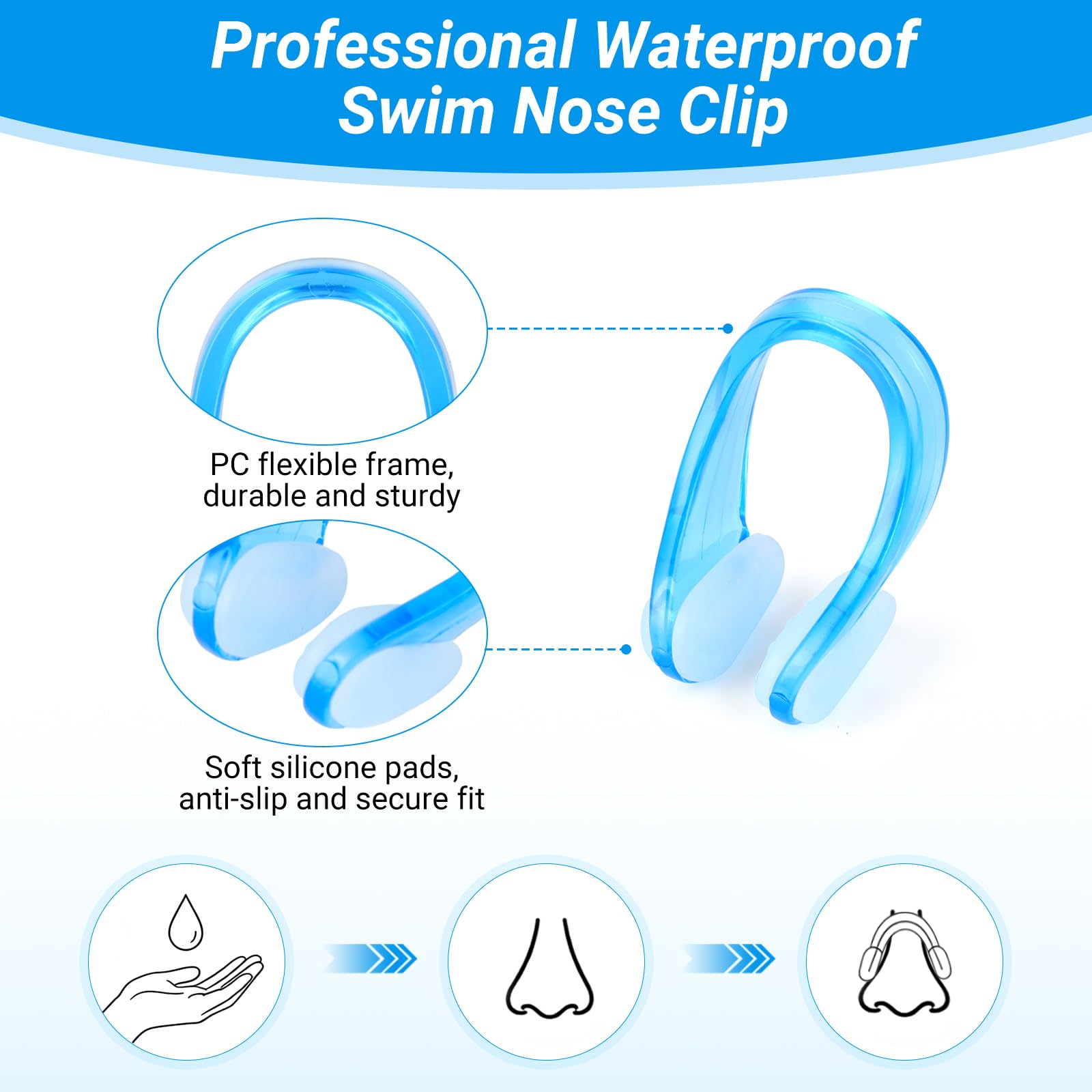 防水シリコン製スイミングノーズクリップセット 1/2/3/4 - Aquatic Sports Swimming のレビューと価格