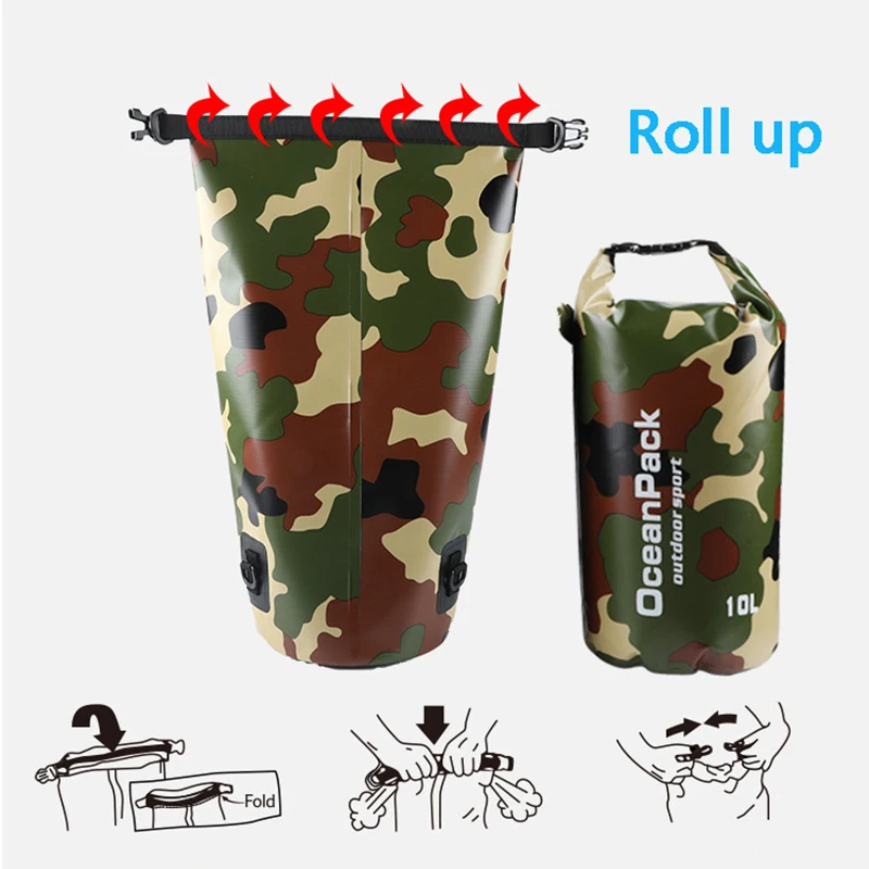 防水ドライバッグ迷彩ロールトップドライサックバックパックセッ - Dry Bag Roll Top のレビューと価格